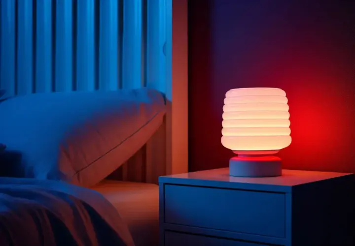 Lampe de chevet diffusant une lumière douce, idéale pour une ambiance relaxante. Combien de lumen par m2 chambre pour un sommeil paisible ?