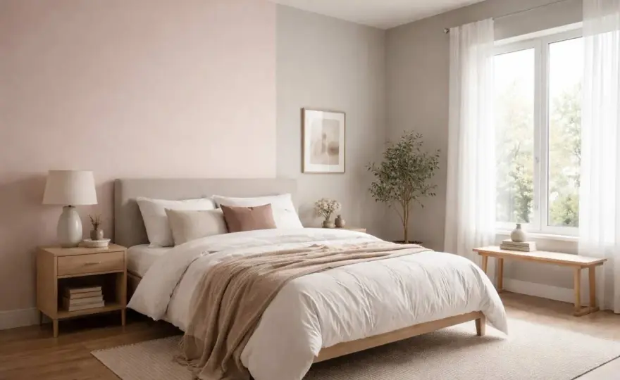 Chambre rose poudré et blanc - L'équilibre parfait