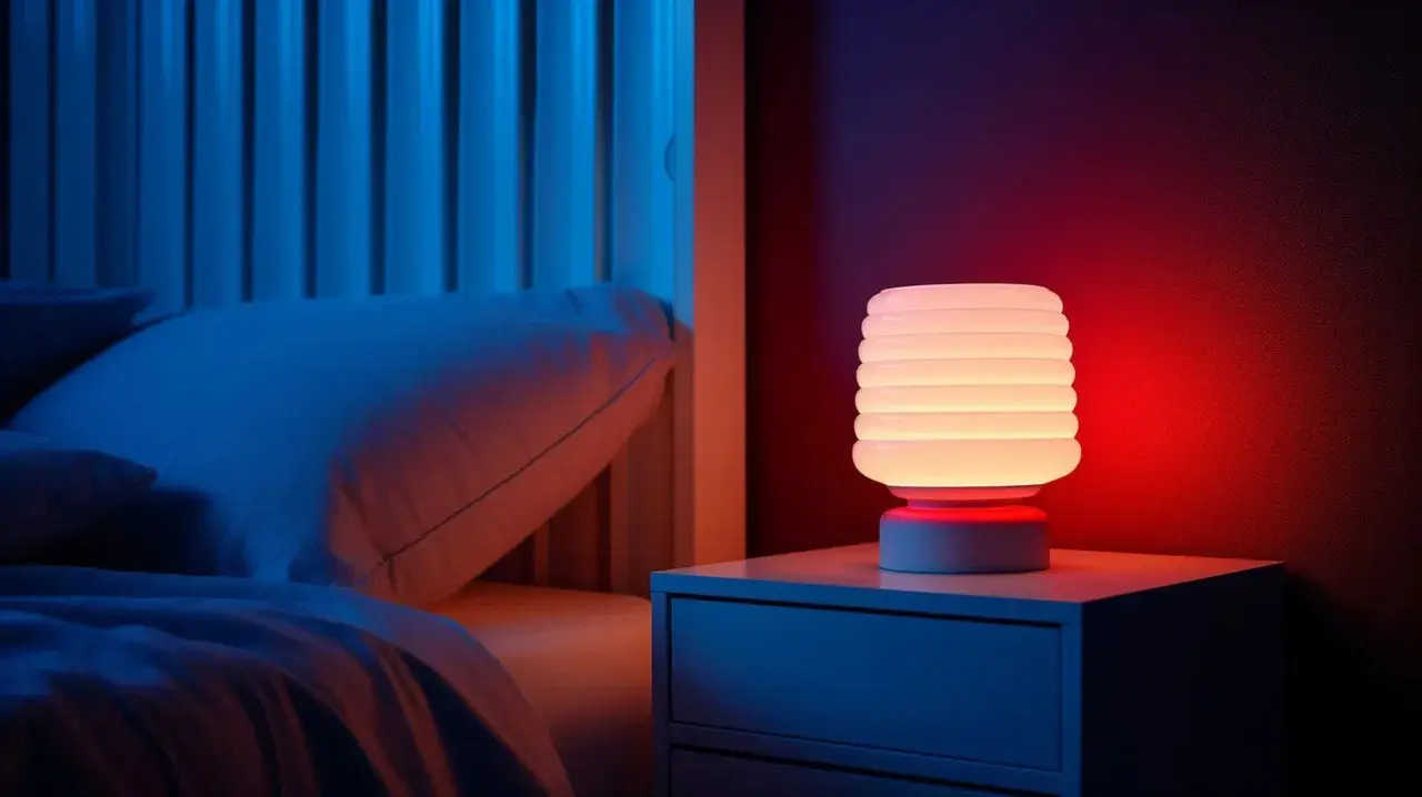 Lampe de chevet diffusant une lumière douce, idéale pour une ambiance relaxante. Combien de lumen par m2 chambre pour un sommeil paisible ?